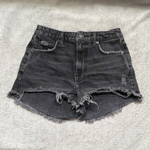 Zara Black Distressed Jean Shorts